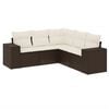 vidaXL Set comedor de jard&iacute;n 5 piezas y cojines rat&aacute;n sint&eacute;tico marr&oacute;n