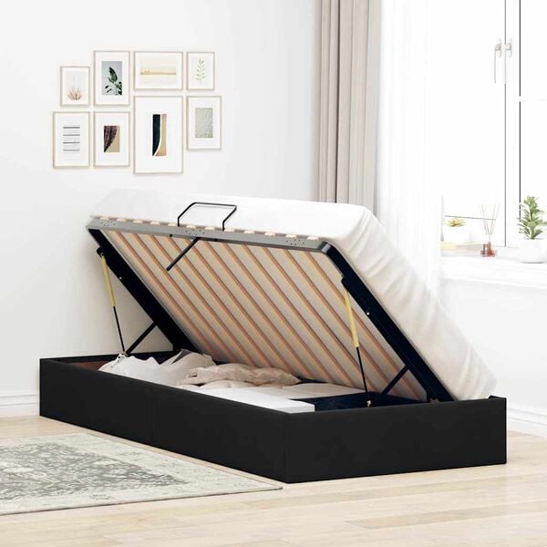 vidaXL Cama con almacenamiento Negro 90 x 190 cm Terciopelo