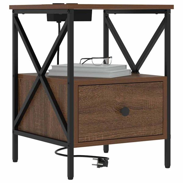 vidaXL Armario de Noche con caj&oacute;n Roble Marr&oacute;n 41,5 x 40,5 x 55 cm