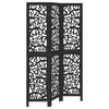vidaXL Biombo separador de 3 paneles madera maciza Paulownia negro