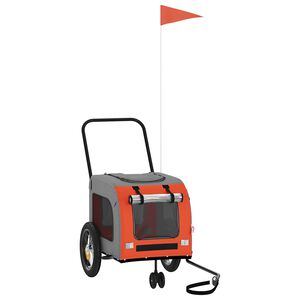 vidaXL Remolque de bicicleta para mascotas Naranja y Gris