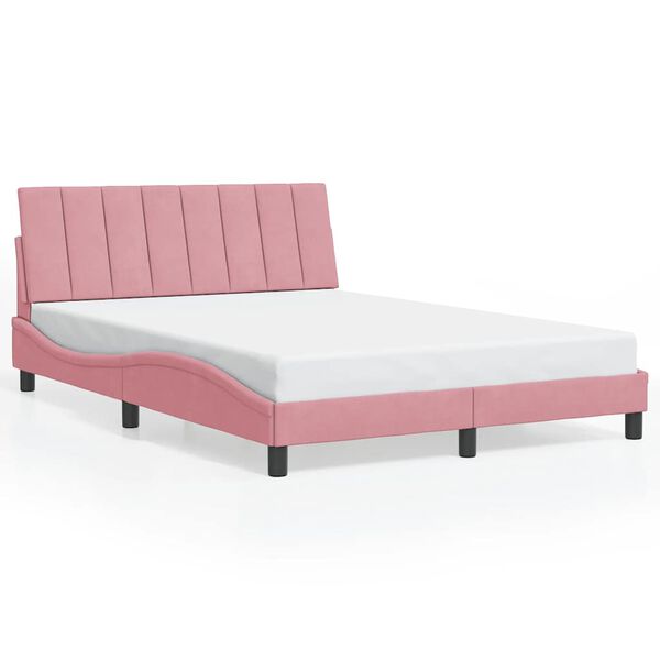 vidaXL Estructura de cama sin colch&oacute;n Hanko terciopelo rosa 140x190 cm
