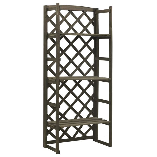 vidaXL Soporte de plantas con enrejado abeto macizo gris 60x30x140 cm