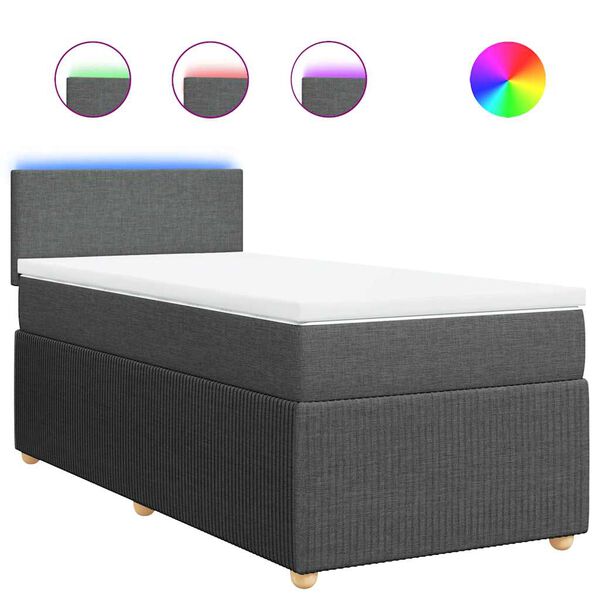 vidaXL Cama box spring con colch&oacute;n tela gris oscuro 100x200 cm