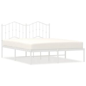 vidaXL Estructura cama sin colch&oacute;n con cabecero metal blanco 135x190cm