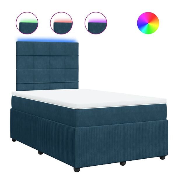 vidaXL Cama box spring con colch&oacute;n terciopelo azul 120x200 cm