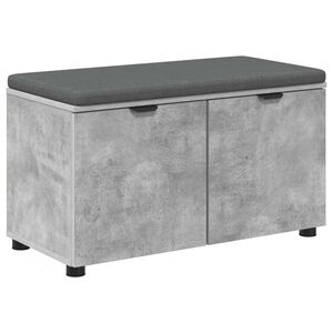 vidaXL Banco de entrada con coj&iacute;n Gris Concreto 80 x 38 x 46 cm