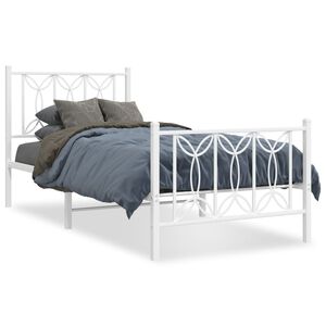 vidaXL Estructura cama sin colch&oacute;n con estribo metal blanco 75x190 cm