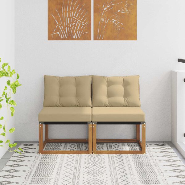 vidaXL 2 Pieza Sof&aacute; central de exterior