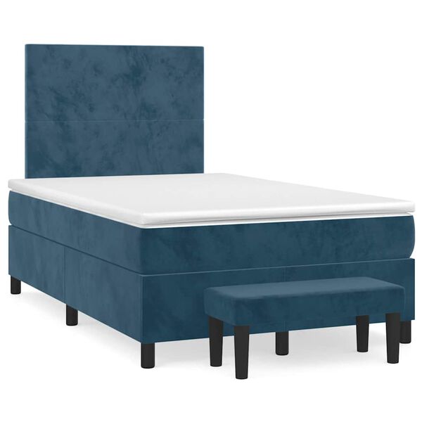 vidaXL Cama box spring con colch&oacute;n terciopelo azul oscuro 120x200 cm