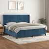 vidaXL Cama box spring con colch&oacute;n terciopelo azul oscuro 200x200 cm