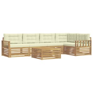 vidaXL Conjunto de sof&aacute;s de exterior 6 uds. Blanco y Crema Poli&eacute;ster