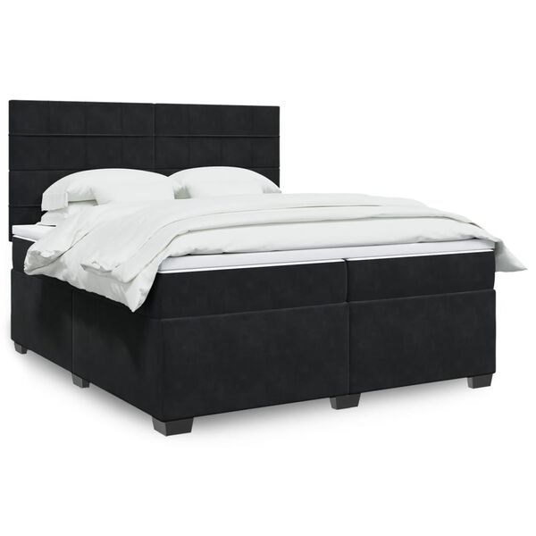 vidaXL Cama box spring con colch&oacute;n terciopelo negro 200x200 cm