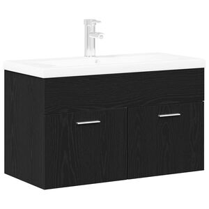 vidaXL Mueble de Cuarto de Ba&ntilde;o Roble Negro 90 x 38,5 x 46 cm