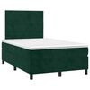 vidaXL Cama box spring colch&oacute;n y LED terciopelo verde oscuro 120x200cm