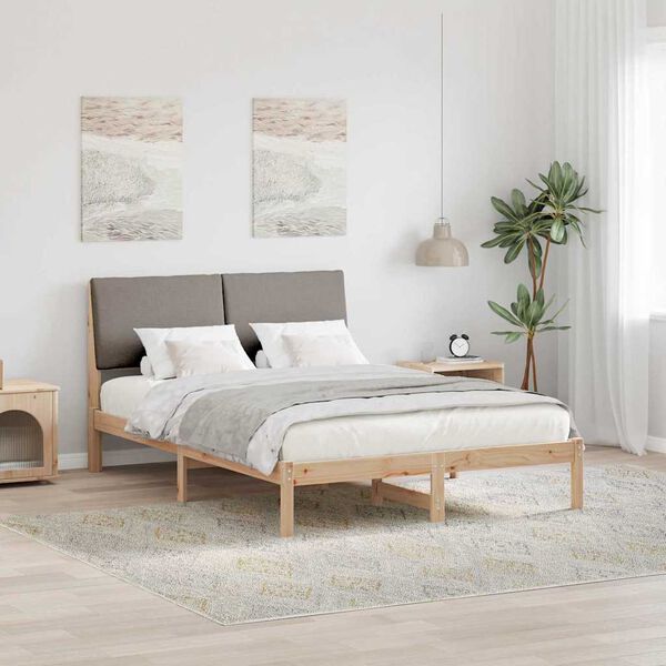 vidaXL Estructura de cama con cabecera Marr&oacute;n y taupe 150 x 200 cm