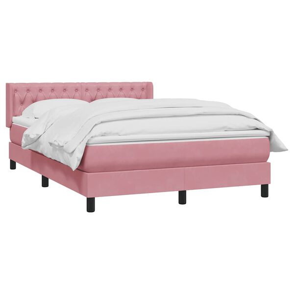 vidaXL Cama box spring con colch&oacute;n terciopelo rosa 140x220 cm