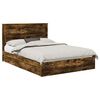 vidaXL Cama con almacenamiento con caj&oacute;n Roble ahumado 160 x 200 cm