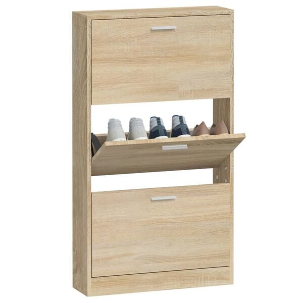 vidaXL Mueble zapatero madera contrachapada color roble 59x17x108 cm
