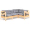 vidaXL Juego de muebles de jard&iacute;n 4 pzas y cojines madera de pino