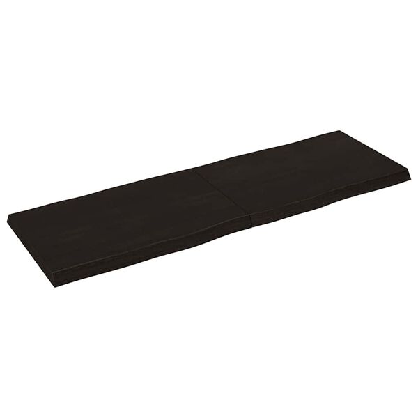 vidaXL Tablero mesa madera tratada borde vivo marr&oacute;n 180x60x(2-6) cm