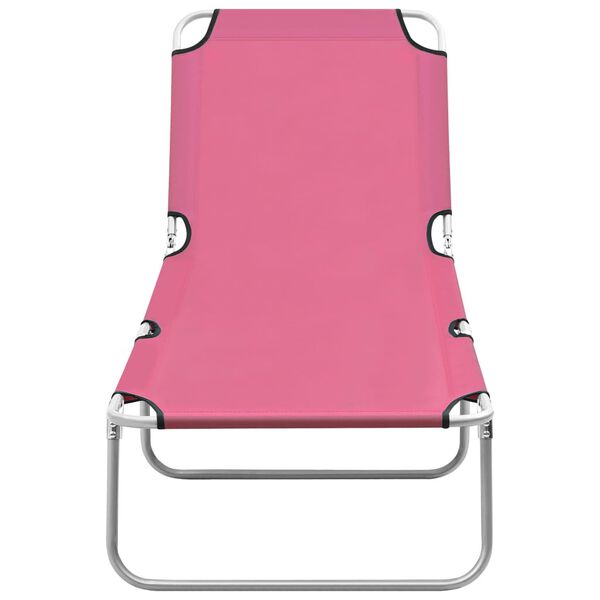 vidaXL Tumbona plegable de acero y tela rosa