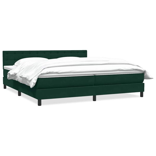 vidaXL Cama box spring con colch&oacute;n terciopelo verde oscuro 180x220 cm