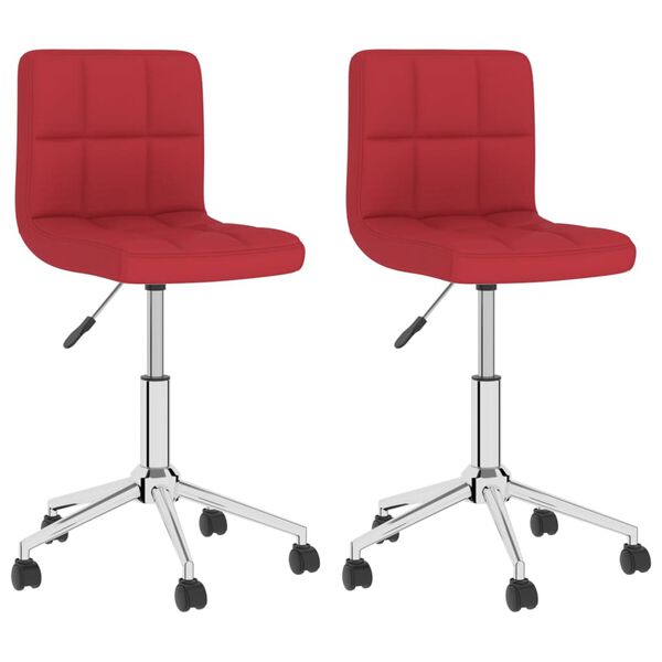 vidaXL Sillas de comedor giratorias 2 unidades tela rojo tinto