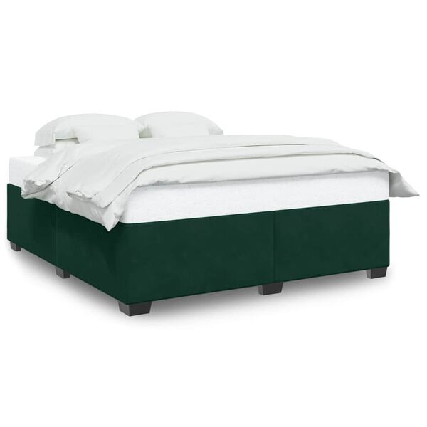 vidaXL Estructura cama sin colch&oacute;n terciopelo verde oscuro 180x200 cm