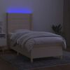 vidaXL Cama box spring colch&oacute;n y luces LED tela crema 90x200 cm