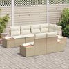 vidaXL Conjunto de sof&aacute;s de jard&iacute;n 7 pcs Beige y Crema Rat&aacute;n sint&eacute;tico