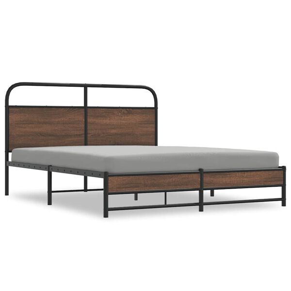 vidaXL Estructura de cama sin colch&oacute;n metal marr&oacute;n roble 160x200 cm