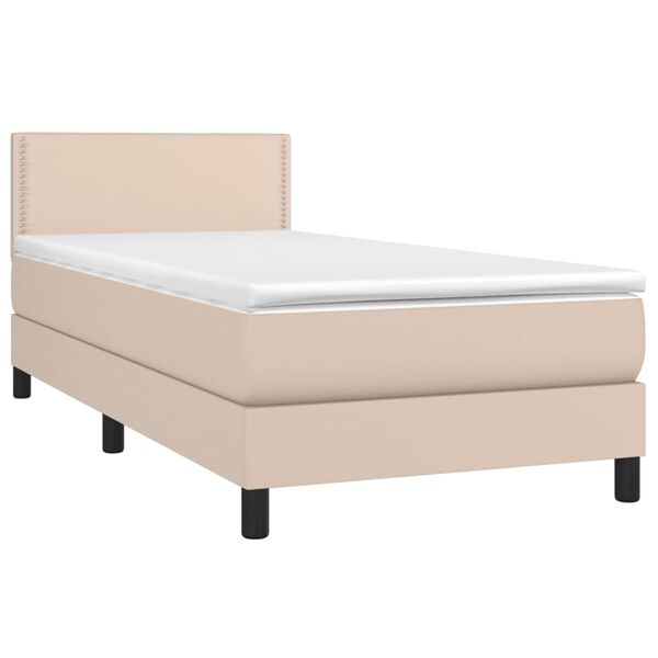 vidaXL Cama box spring con colch&oacute;n cuero sint&eacute;tico capuchino 80x200 cm