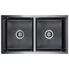 vidaXL Fregadero de cocina hecho a mano acero inoxidable negro