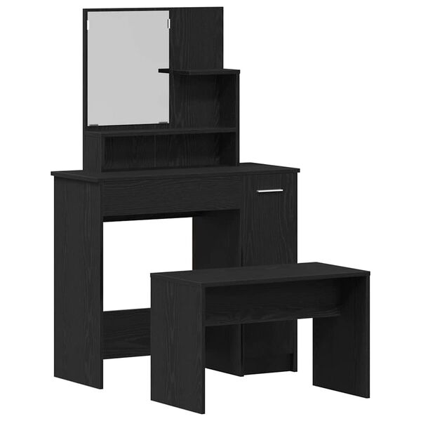 vidaXL Conjunto de Mesa de Tocador con caj&oacute;n 2 pcs Roble Negro