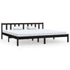 vidaXL Estructura de cama doble sin colch&oacute;n madera maciza negro