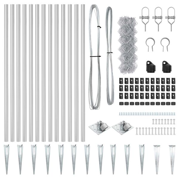 vidaXL Poste de Valla Plateado 25 x 0,6 m (malla de 40 x 40 mm) Acero