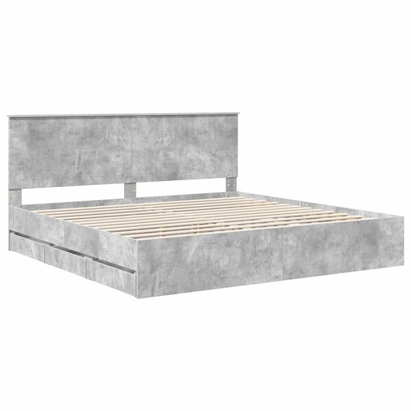vidaXL Estructura de cama Gris Concreto 200 x 200 cm Madera Ingenieril