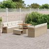 vidaXL Conjunto de sof&aacute; de jard&iacute;n 11 pcs Beige Polirat&aacute;n