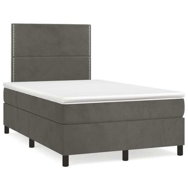 vidaXL Cama box spring con colch&oacute;n terciopelo gris oscuro 120x190 cm