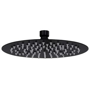 vidaXL Cabezal de ducha efecto lluvia acero inox redondo negro 20 cm