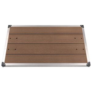 vidaXL Plato de ducha de jard&iacute;n WPC acero inoxidable marr&oacute;n 110x62 cm