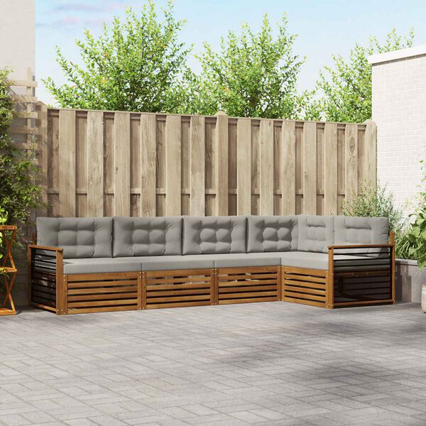 vidaXL Conjunto de sof&aacute;s de exterior 5 pcs Gris Natural y Claro