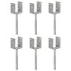 vidaXL Anclajes de valla 6 uds acero galvanizado plateado 8x6x30 cm