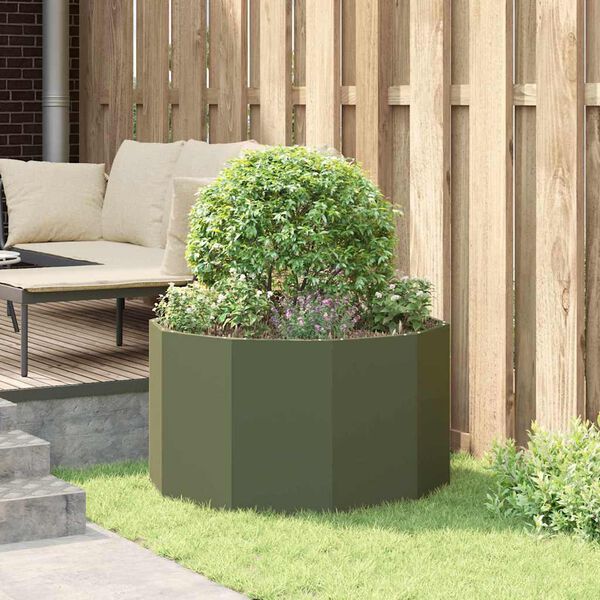vidaXL Jardinera Verde Oliva 90 x 90 x 50 cm Acero