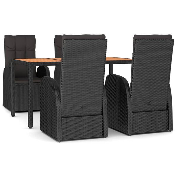 vidaXL Set de muebles jard&iacute;n 5 pzas con cojines rat&aacute;n sint&eacute;tico negro