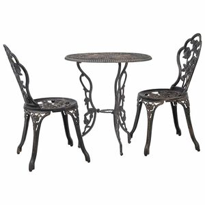 vidaXL Mesa y sillas bistr&oacute; de jard&iacute;n 3 piezas aluminio fundido