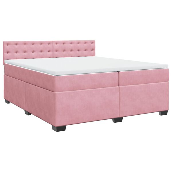 vidaXL Cama box spring con colch&oacute;n terciopelo rosa 200x200 cm