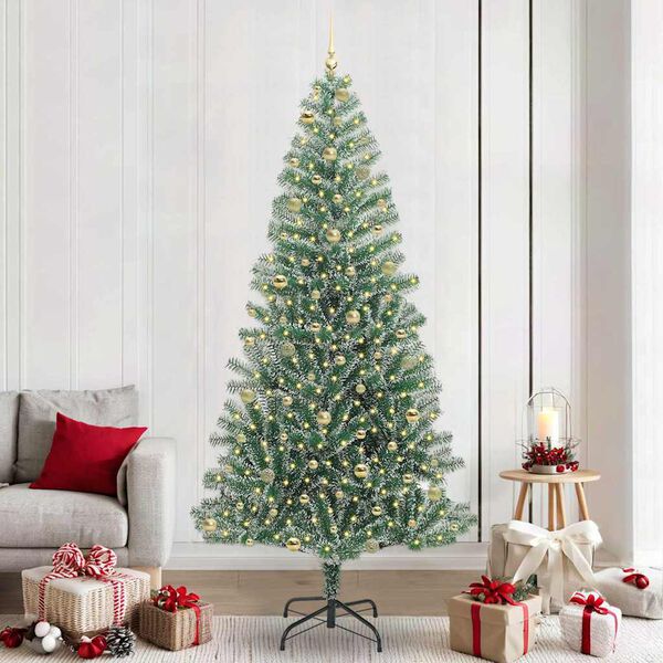vidaXL &Aacute;rbol de Navidad Artificial Nevado con Luz LED Verde y 240 cm