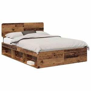 vidaXL Estructura de cama con cabecera Madera vieja 150 x 200 cm